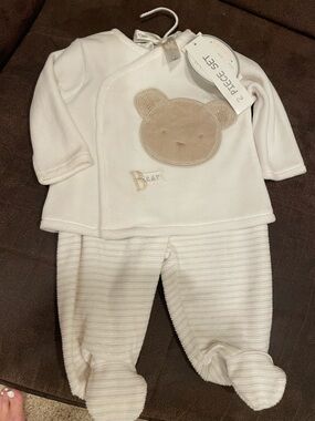 Cream Baby Bear Footed Pajama Set - 2 Piece plus matching hat